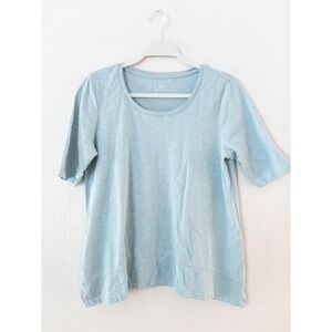 J Jill Elbow Sleeve Tunic Top Scoop‎ Neck Casual Comfy Blue Size S